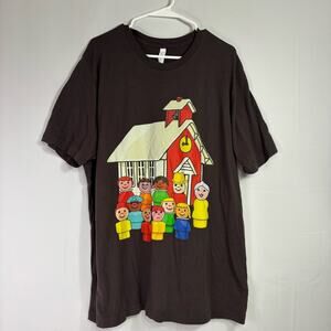 Little People Schoolhouse Class Picture Brown T-shirt Size 2XL YY0986